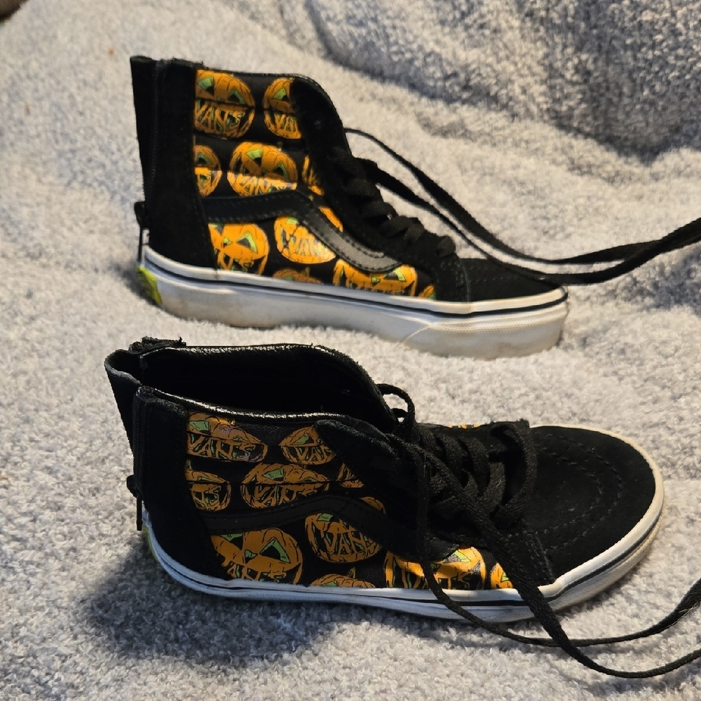 Glow In The Dark Halloween Vans Black and Orange High-Top Sneakers